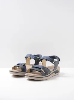 Sandalen<Wolky Acula - blauw leer blauwleer