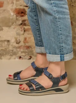 Sandalen<Wolky Acula - blauw leer blauwleer