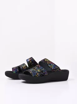 Slippers<Wolky Aporia - zwart/multi flower nubuck