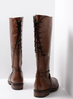 Veterlaarzen|Lange Laarzen<Wolky Belmore - cognac leer cognacleer