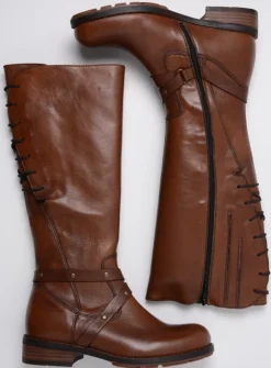 Veterlaarzen|Lange Laarzen<Wolky Belmore - cognac leer cognacleer