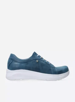 Lage Veterschoenen|Sneakers<Wolky Blitz - blauw effectleer blauweffectleer