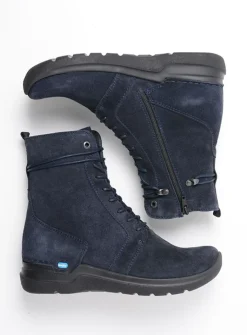 Hoge Veterschoenen|Veterlaarzen<Wolky Bluff - blauw suede blauwsuede