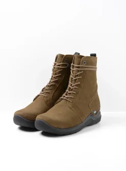 Hoge Veterschoenen|Veterlaarzen<Wolky Bluff DB - donker taupe suede donkertaupesuede