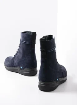 Hoge Veterschoenen|Veterlaarzen<Wolky Bluff HV - blauw suede blauwsuede