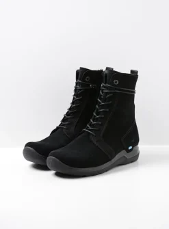 Hoge Veterschoenen|Veterlaarzen<Wolky Bluff HV - zwart suede zwartsuede