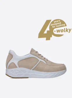 Lage Veterschoenen|Wandelschoenen<Wolky Bounce - beige-wit nubuck beige-witnubuck