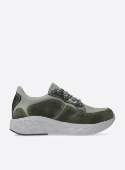 Lage Veterschoenen|Wandelschoenen<Wolky Bounce - grijsgroen combi leer grijsgroencombileer
