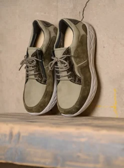 Lage Veterschoenen|Wandelschoenen<Wolky Bounce - grijsgroen combi leer grijsgroencombileer