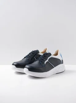 Lage Veterschoenen|Wandelschoenen<Wolky Bounce - wit/blauw combi leer wit/blauwcombileer