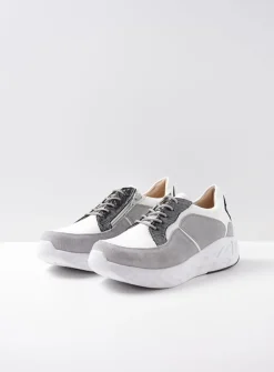 Lage Veterschoenen|Wandelschoenen<Wolky Bounce - wit/grijs combi leer wit/grijscombileer