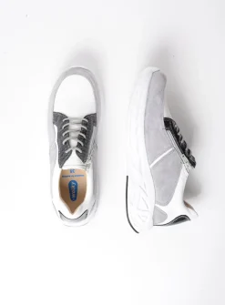 Lage Veterschoenen|Wandelschoenen<Wolky Bounce - wit/grijs combi leer wit/grijscombileer
