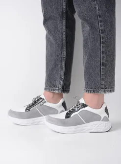 Lage Veterschoenen|Wandelschoenen<Wolky Bounce - wit/grijs combi leer wit/grijscombileer