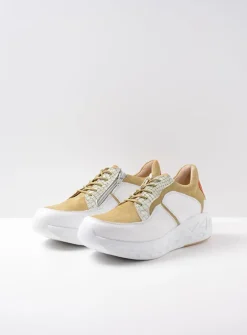 Lage Veterschoenen|Wandelschoenen<Wolky Bounce - wit/groen combi leer wit/groencombileer