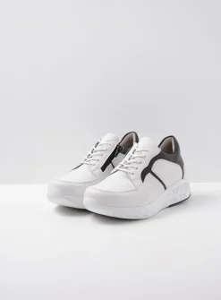 Lage Veterschoenen|Wandelschoenen<Wolky Bounce - wit/zwart leer wit/zwartleer