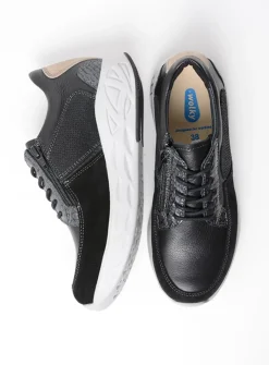 Lage Veterschoenen|Wandelschoenen<Wolky Bounce - zwart combi leer zwartcombileer
