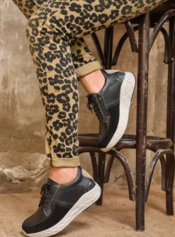 Lage Veterschoenen|Wandelschoenen<Wolky Bounce - zwart combi leer zwartcombileer