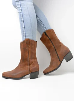 Halfhoge Laarzen|Cowboylaarzen<Wolky Caprock - cognac suede cognacsuede