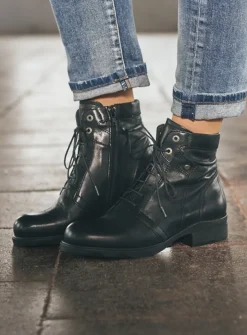 Veterlaarzen|Biker Boots<Wolky Center XW - zwart leer zwartleer