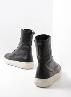 Hoge Veterschoenen|Veterlaarzen<Wolky Check - zwart leer zwartleer