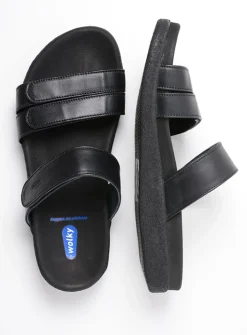 Slippers Heren<Wolky Cirrus men - zwart leer zwartleer