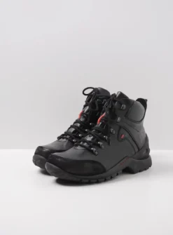 Hoge Veterschoenen|Wandelschoenen<Wolky City Tracker WP - zwart leer zwartleer