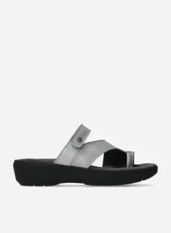 Slippers<Wolky Collins - zilver leer zilverleer