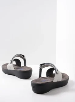 Slippers<Wolky Collins - zilver leer zilverleer