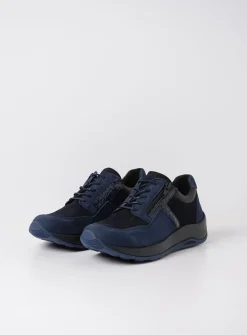 Lage Veterschoenen|Wandelschoenen<Wolky Comrie - blauw combi leer blauwcombileer