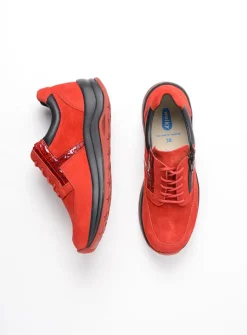 Lage Veterschoenen|Wandelschoenen<Wolky Comrie - rood combi leer roodcombileer