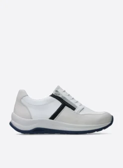 Lage Veterschoenen|Wandelschoenen<Wolky Comrie - wit/denim combi leer wit/denimcombileer
