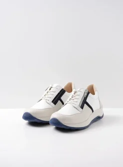 Lage Veterschoenen|Wandelschoenen<Wolky Comrie - wit/denim combi leer wit/denimcombileer