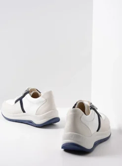 Lage Veterschoenen|Wandelschoenen<Wolky Comrie - wit/denim combi leer wit/denimcombileer