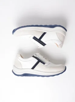 Lage Veterschoenen|Wandelschoenen<Wolky Comrie - wit/denim combi leer wit/denimcombileer