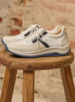 Lage Veterschoenen|Wandelschoenen<Wolky Comrie - wit/denim combi leer wit/denimcombileer