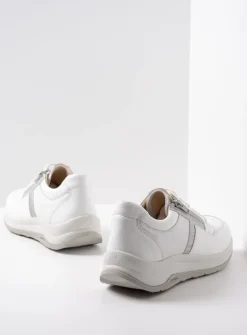 Lage Veterschoenen|Wandelschoenen<Wolky Comrie - wit/zilver combi leer wit/zilvercombileer