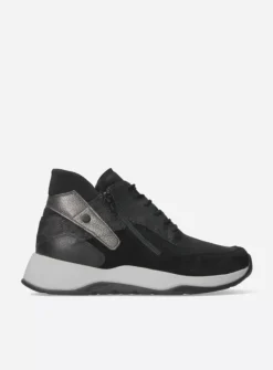 Hoge Veterschoenen|Wandelschoenen<Wolky Crown S2F - zwart stretchleer zwartstretchleer