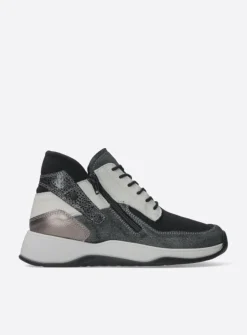 Hoge Veterschoenen|Wandelschoenen<Wolky Crown S2F - zwart/gebroken wit stretchleer zwart/gebrokenwitstretchleer