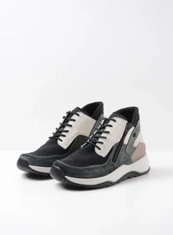 Hoge Veterschoenen|Wandelschoenen<Wolky Crown S2F - zwart/gebroken wit stretchleer zwart/gebrokenwitstretchleer