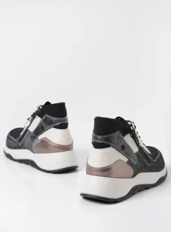 Hoge Veterschoenen|Wandelschoenen<Wolky Crown S2F - zwart/gebroken wit stretchleer zwart/gebrokenwitstretchleer