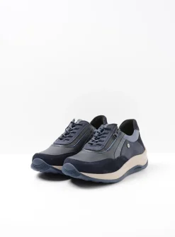 Lage Veterschoenen|Wandelschoenen<Wolky Cupar - blauw combi leer blauwcombileer