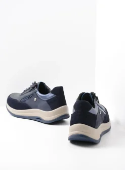 Lage Veterschoenen|Wandelschoenen<Wolky Cupar - blauw combi leer blauwcombileer