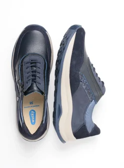 Lage Veterschoenen|Wandelschoenen<Wolky Cupar - blauw combi leer blauwcombileer