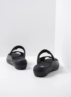 Slippers<Wolky Cyprus - zwart leer zwartleer