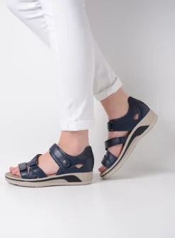 Sandalen<Wolky Desh - blauw leer blauwleer