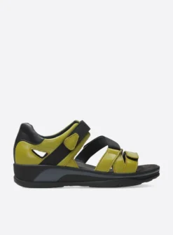 Sandalen<Wolky Desh - olijfgroen leer olijfgroenleer