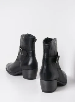 Halfhoge Laarzen|Cowboylaarzen<Wolky Dexter - zwart leer zwartleer