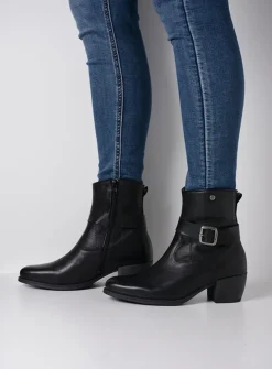 Halfhoge Laarzen|Cowboylaarzen<Wolky Dexter - zwart leer zwartleer