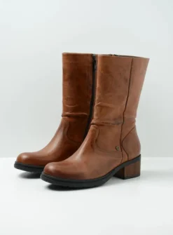 Halfhoge Laarzen|Herfst/Winter<Wolky Edmonton - cognac leer cognacleer