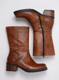 Halfhoge Laarzen|Herfst/Winter<Wolky Edmonton - cognac leer cognacleer